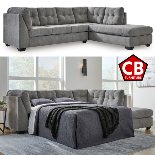 NANDRI Dark Gray 113" Wide Full-Size Sectional Sleeper
