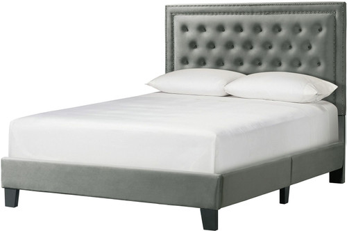 DAHLIA Gunmetal Velvet Platform Bed