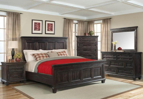Santa Fe Weathered Black Oak finish 6pc Bedroom Set