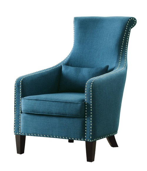 Miley Blue Fabric Nail Head Accent Chair