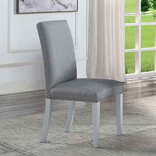 Lanton - Side Chair Set of 2) - Gray Linen & Antique White