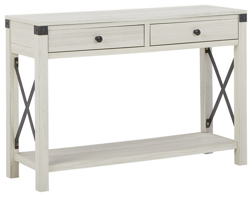 CALEB White 44" Wide Console Sofa Table With Drawers (RTA)