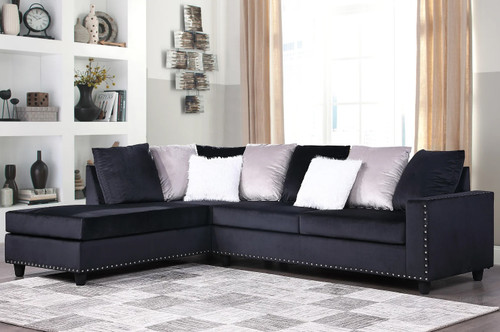 NELLIE Black 105" Wide Reversible Sectional (RTA)