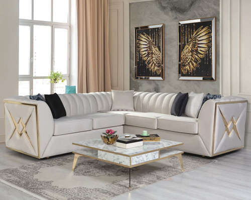 OROZCO Cream Velvet 99" Wide Sectional