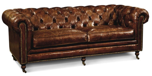 Christopher Brown Top Grain Leather Tufted Sofa