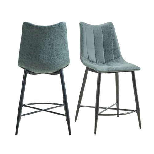 Riko - Counter Height Side Chair (Set of 2) - Gray/Gun Metal