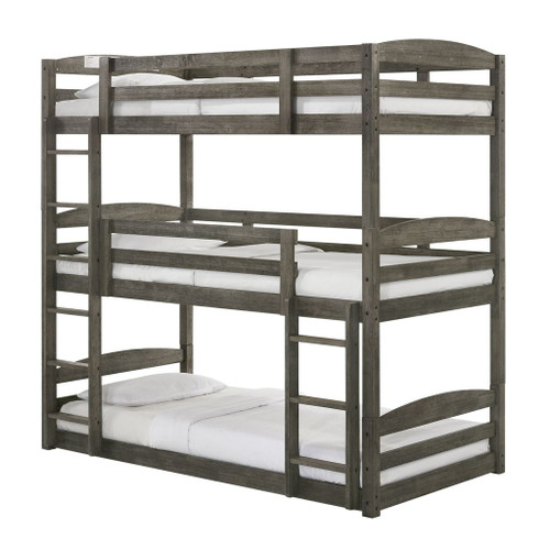 Trey - Triple Twin Bunk - Gray Wire Brushed