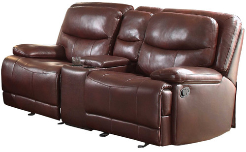 Elliott Burgundy Breathable Faux Leather Glider Reclining Loveseat