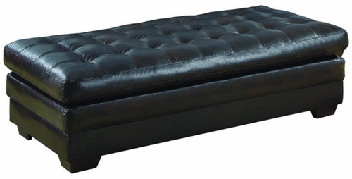 Julian Dark Brown Bonded Leather Oversized Ottoman