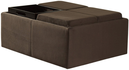 Oliver Dark Brown Ottoman With Trays & Casters