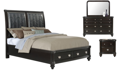 Wilhelmina Dark Espresso Platform Bed With Storage 6-PC Bedroom Set