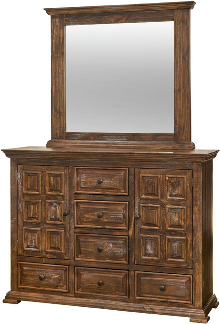 LAREDO Brown 61" Wide Oversized Dresser & Mirror