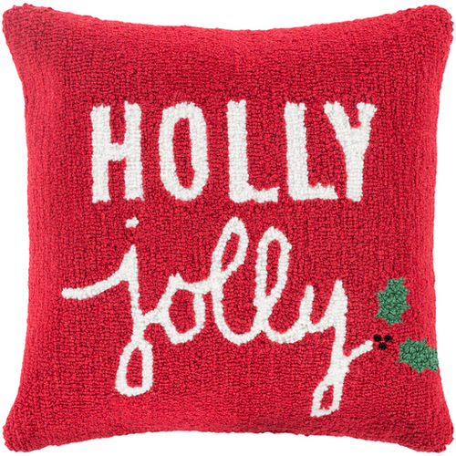 Designer Red Holly Jolly Pillow