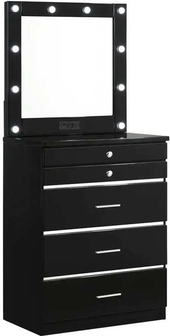 SONJA Black 30" Wide Black Vanity Chest