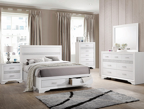 FELIZA White Bedroom Set with Hidden Drawers