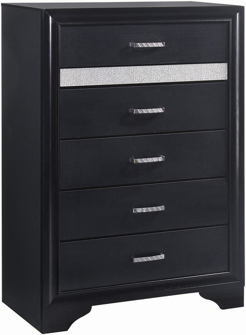 FELIZA Black 34" Wide Chest with Hidden Jewelry Drawers