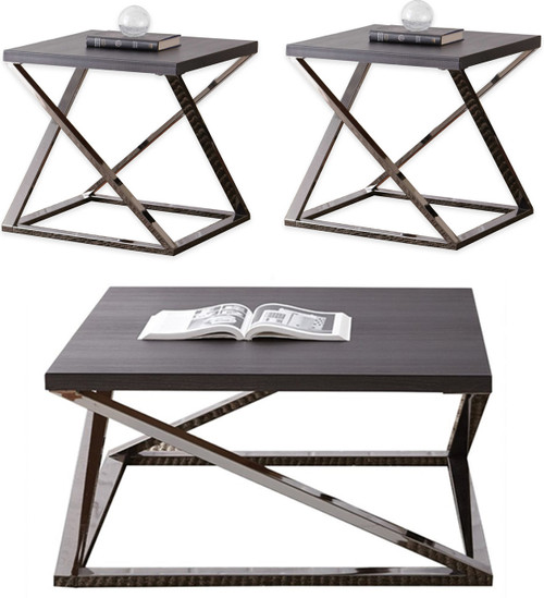 BRONX Black Nickel 3-PC End Tables