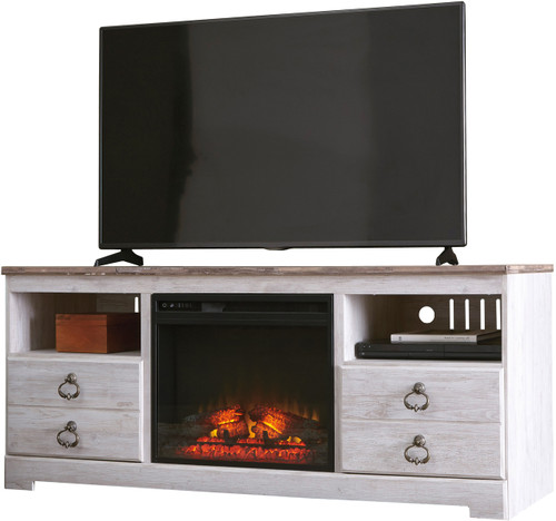 CRESTHILL White 63" Wide TV Stand with Fireplace