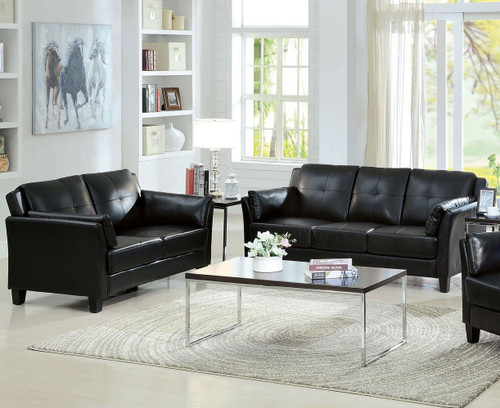 ROUGE Black Faux Leather Sofa & Loveseat (RTA)