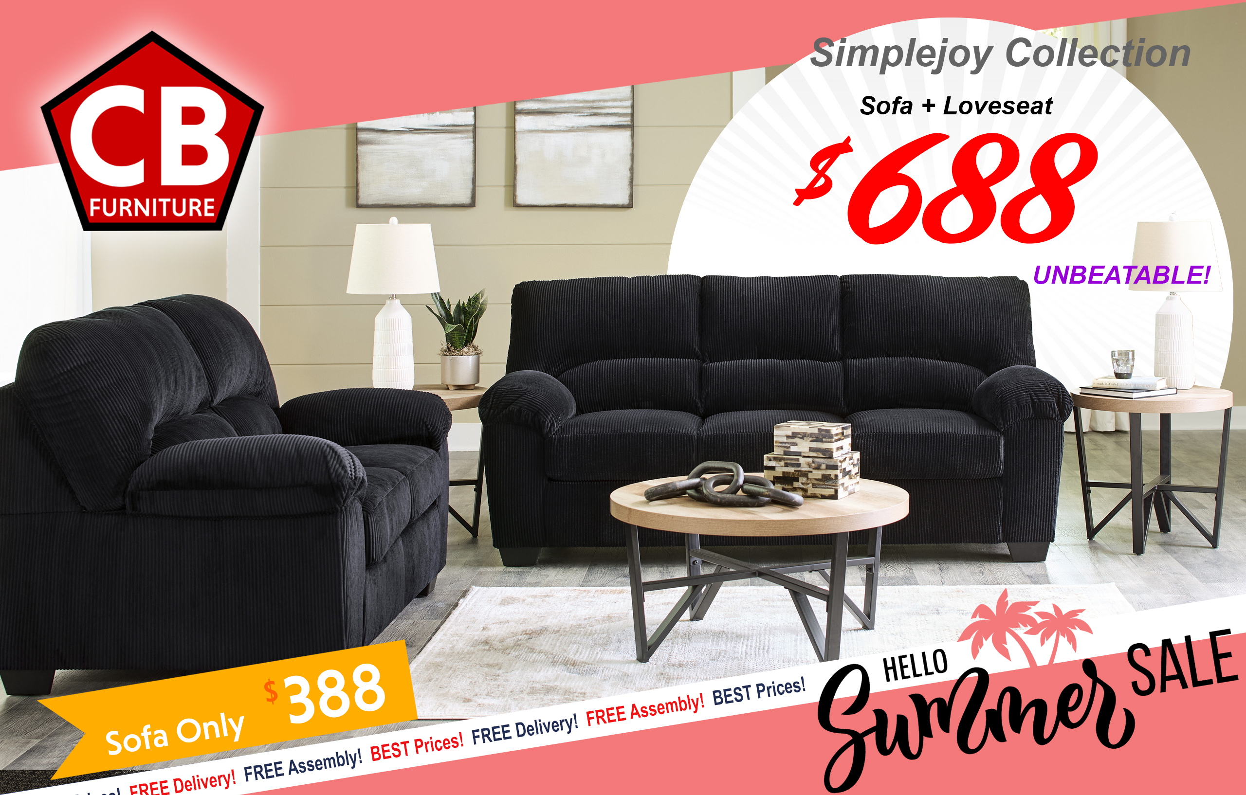 Simplejoy Sofa & Loveseat Livingroom by Ashley Furniture - Summer Sale
