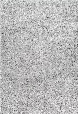 RITZY Silver 6' x 8' Shaggy Area Rug with Metallic Shimmer - CB Furniture
