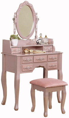 KOLEYNA Rose Gold 32" Wide Vanity with Stool - CB Furniture