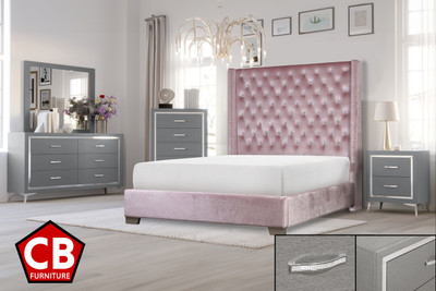 ELEINA Pink Velvet Bedroom Set - CB Furniture