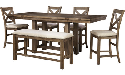 ALPINE Brown 6 Piece Counter Height Set *Floor Model - CB Furniture