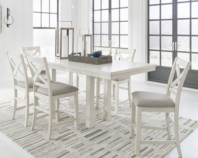 ALPINE White 7 Piece Counter Height Set - CB Furniture