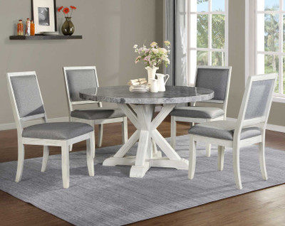 VANDALE Gray Real Marble 5 Piece Dining Set - CB Furniture