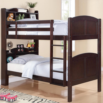 Jori Cappuccino Twin over Twin Bookcase Bunk Bed - CB Furniture