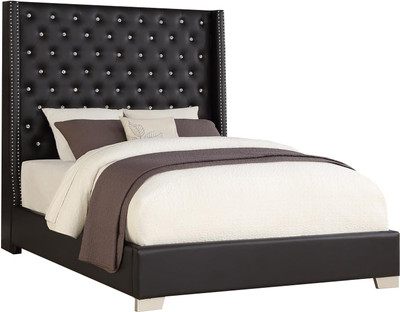 ELEINA Black Faux Leather Bed - CB Furniture