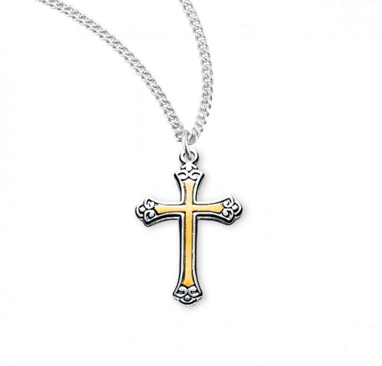 Multi-Finish Crucifix Pendant in 14K Two-Tone Gold | Zales Outlet