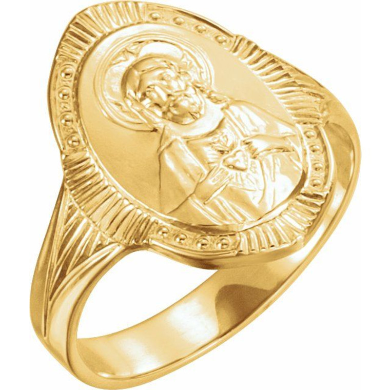 14K Yellow Sacred Heart of Jesus Ring