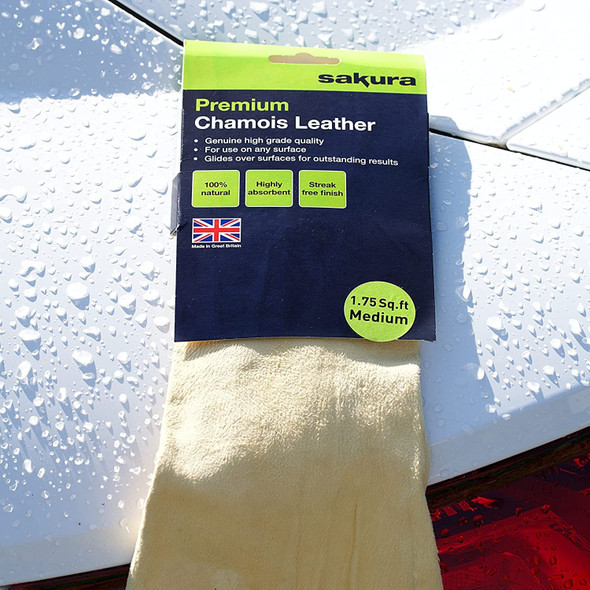 Sakura Premium Cleaning Polishing Cloth Chamois Leather Medium 1.75 Sq Feet.