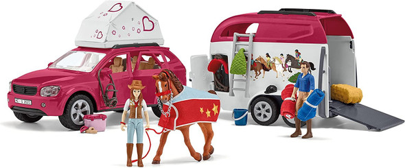 SCHLEICH 42535 Horse Club, 18-Piece Playset Horse Toys for Girls and Boys, Horse Club Adventures with Car and Horse Trailer