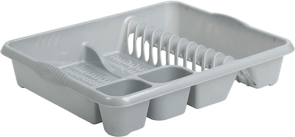 Wham Casa Large Dish Drainer Silver Durable with Handles, 46.5 x 38 x 9 cm