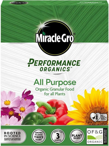 Miracle-Gro Performance Organics All Purpose Granular Plant Food, 1 kg (Bee, Pet & Child Friendly)