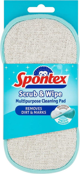 Spontex 19700167 Scrub & Wipe Multipurpose Cleaning Pad, Blue/Grey