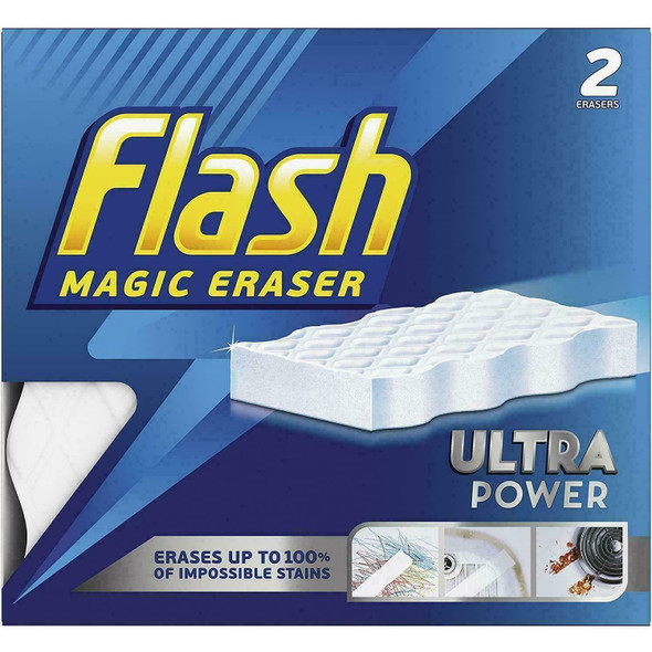 2 x Flash Ultra Power Magic Eraser Erases Up To 100% Impossible Stains, Cleaning