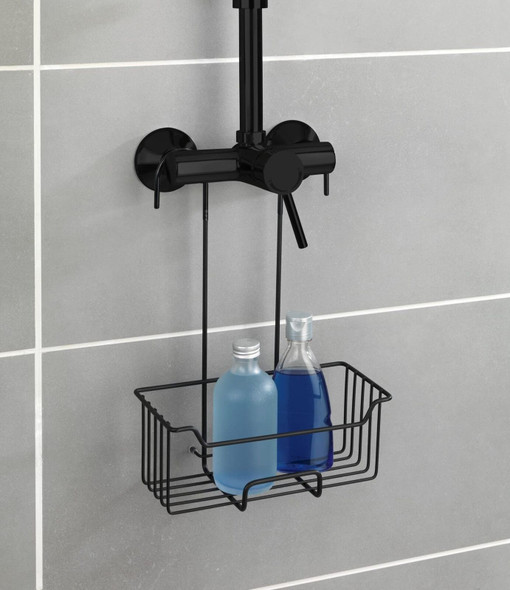 Wenko Milo Shower Hanging Shelf/Caddy Thermostatic Black Matt Stainless Steel