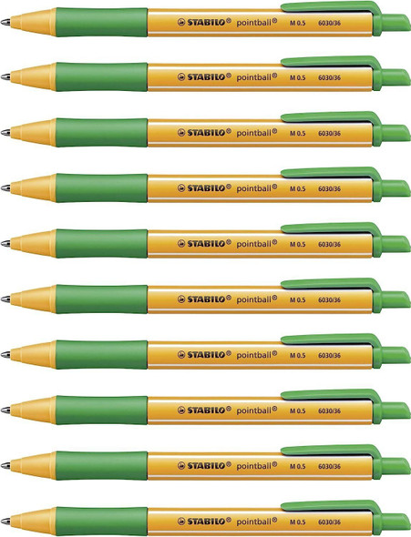 Ballpoint Pen - STABILO pointball - Pack of 10 - Green