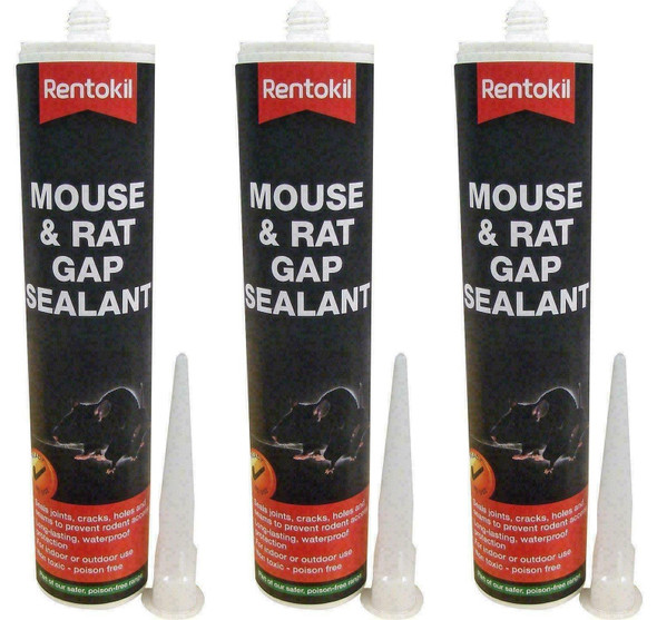 3 x Rentokil Mouse & Rat Gap Sealant Filler Non-Toxic fills Cracks, Holes, Seams