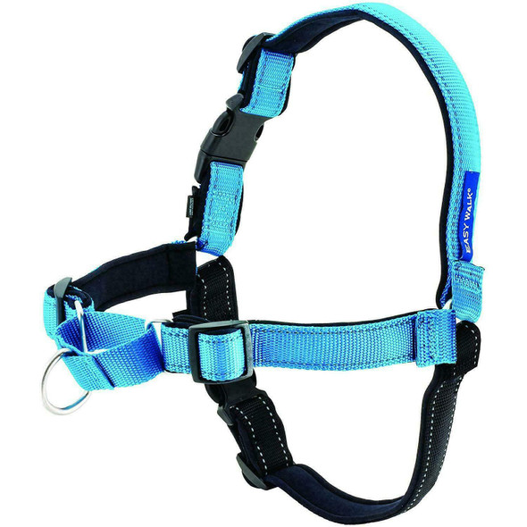 PetSafe Easy Walk Deluxe Harness, No-Pull Walking Harness for Dogs, Padded Design, Includes 1.8m Lead, Medium-Ocean Blue/Black Lead
