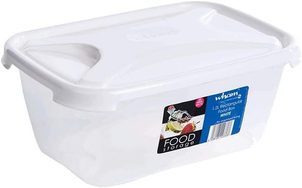 Cuisine 1.2Ltr Rectangular Food Box White Lid - 12371