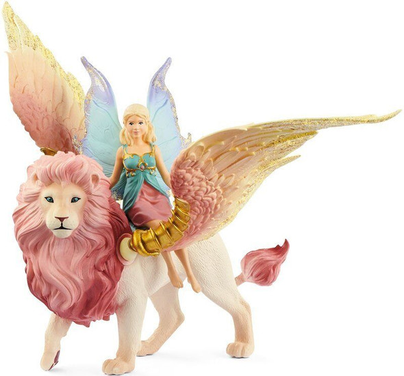 Schleich 70714 Bayala Fairy in Flight on Winged Lion Figurine for Children 5-12 Years