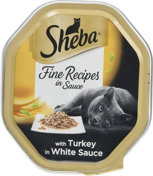 Sheba Fine Flakes - Wet Cat Food for Adult Cats with Turkey in Sauce, 18 Trays (18 x 85 g)