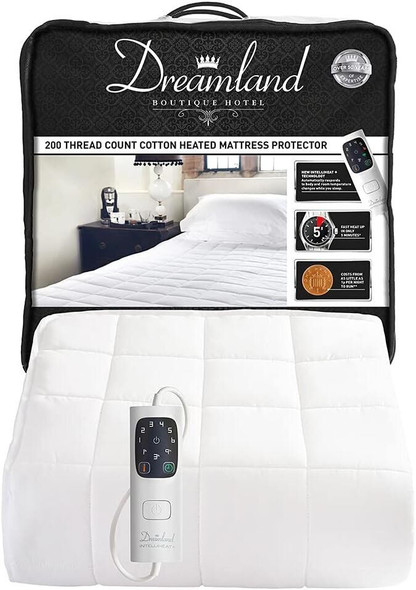 Dreamland Electric Heated Mattress Protector Elasticated Boutique Hotel Cotton 190 x 90cm