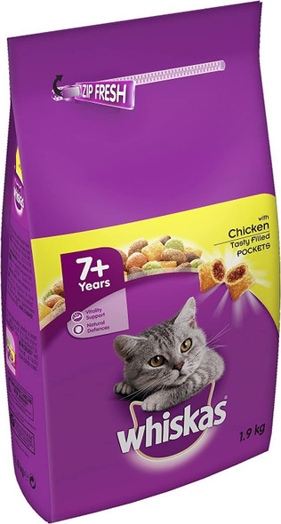 Whiskas 7+ Dry Senior Cat Food With Chicken, 1.9kg