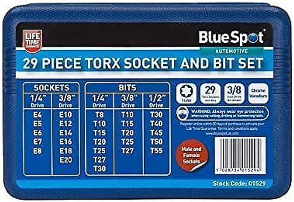 BlueSpot 01529 29 PCE Torx Socket & Bit Set